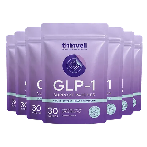 Six pouches of Thinveil GLP-1 support patches